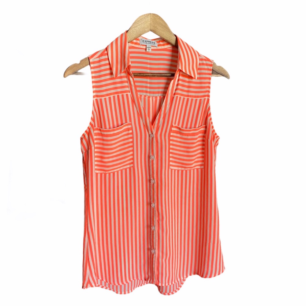 Express Neon Striped Sleeveless Top